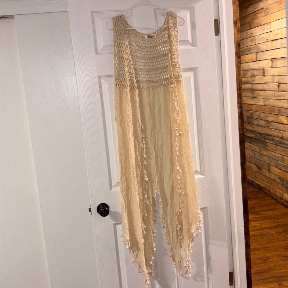 India Boutique Tan Crochet Top